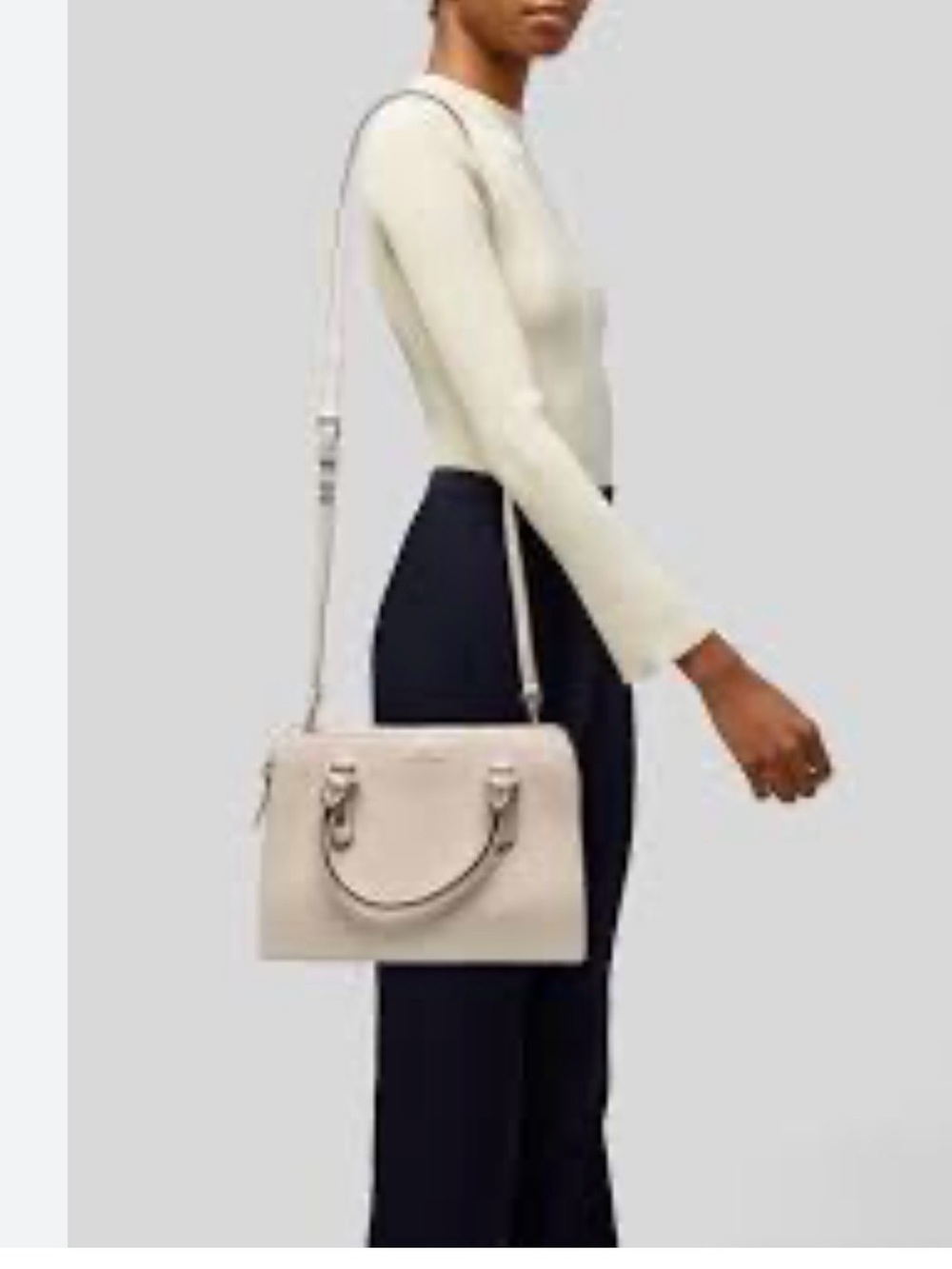 kate spade Cream Leather Satchel with Removable Strap
